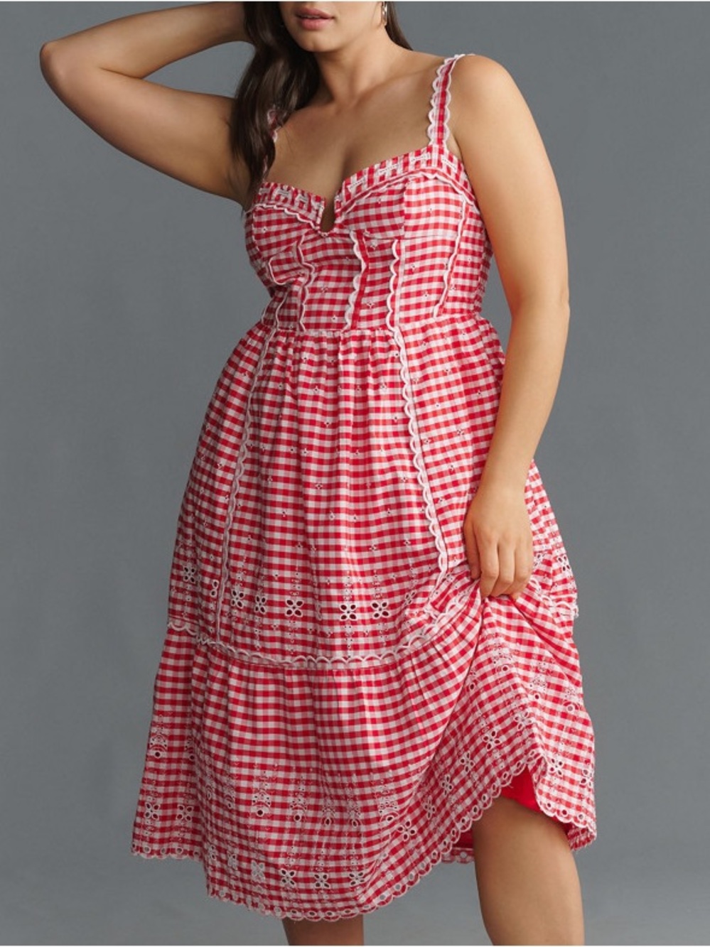 Anthropologie Sleeveless Sweetheart Gingham Midi Dress Size 2X - Picture 3 of 10